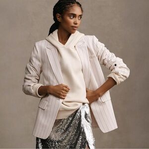 Anthropologie Maeve Striped Roll-Sleeve Blazer - Size 8